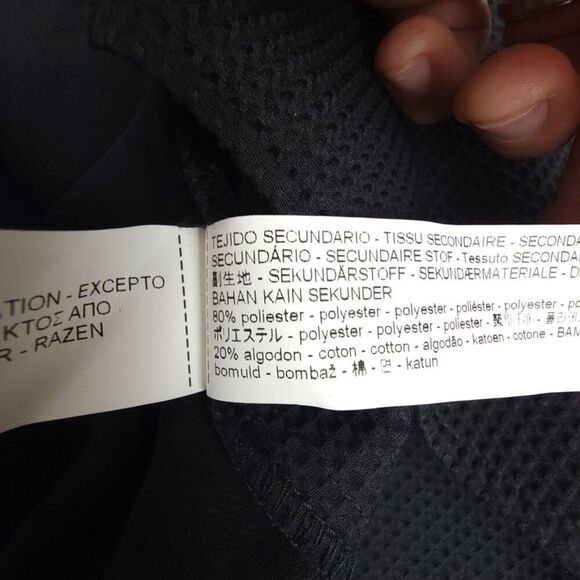 ZARA Textured Crepe Long Sleeve Asymmetric Blouse Flowy Top Minimal Large Black - Picture 6 of 7